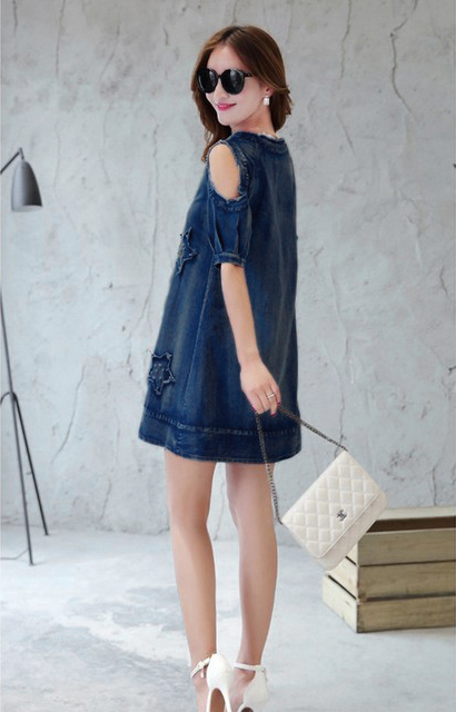 ĐẦM JEAN SUÔNG FORM A ĐÍNH NGÔI SAO HẠT 
